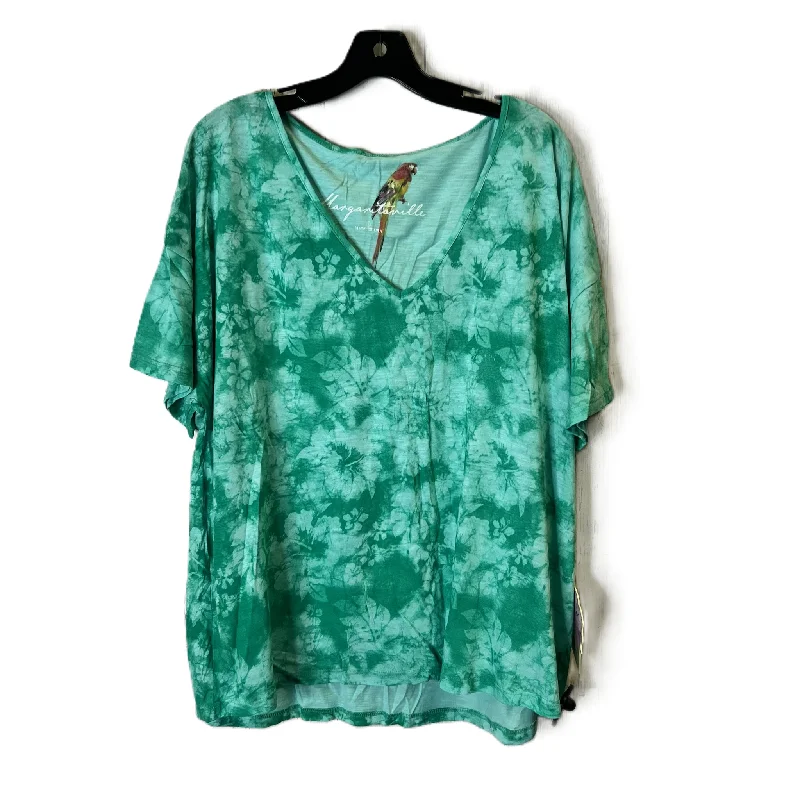 Green Top Short Sleeve Basic By Margaritaville, Size: L