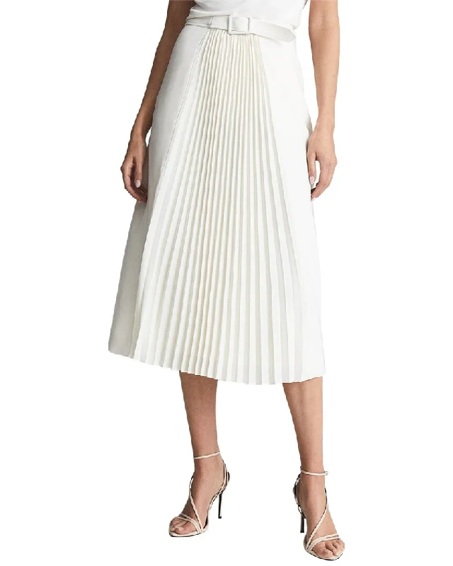 Reiss Drew Contrast Pleat Midi Skirt