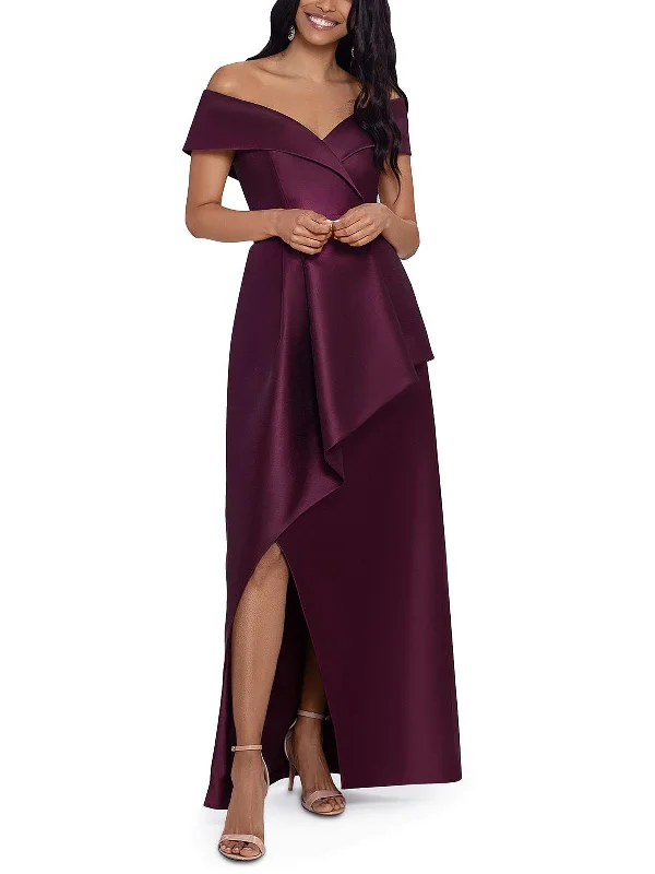 Womens Asymmetric Off The Shoulder Evening Dress