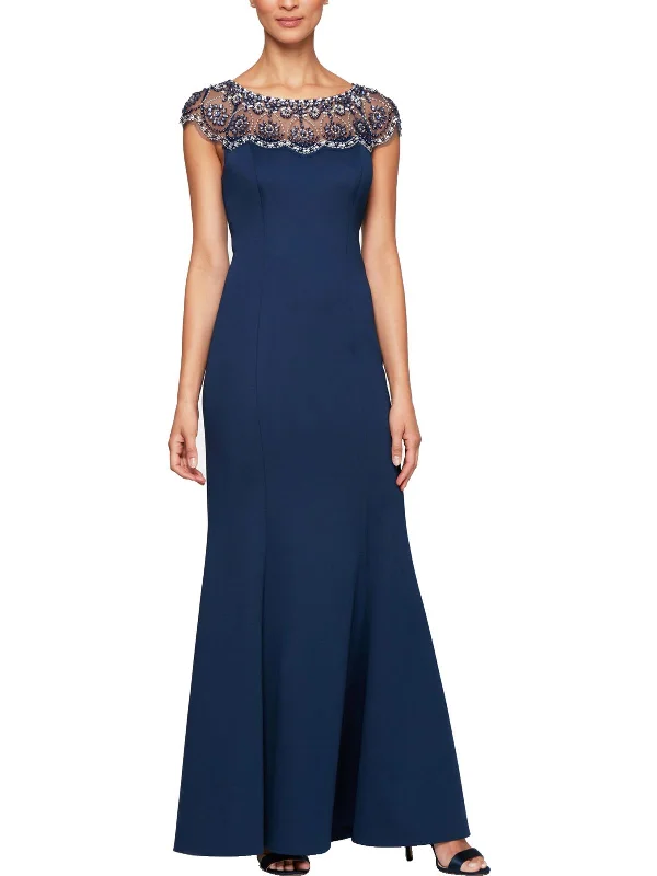 Womens Embellished Sleeveless Evening Dress