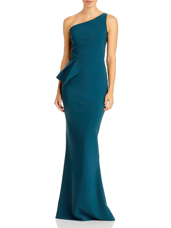 Zulema Womens Woven One Shoulder Evening Dress