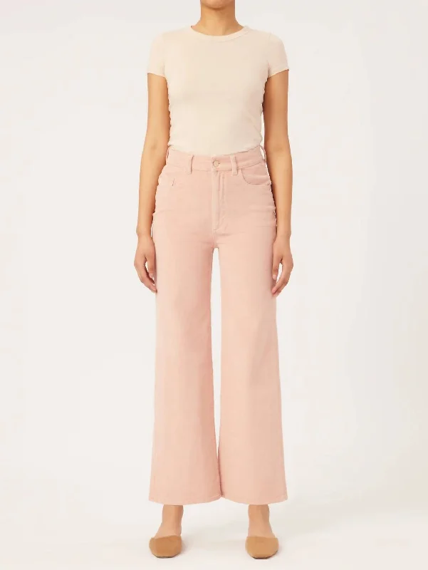 Hepburn Wide Leg High Rise Pant In Rose Vale