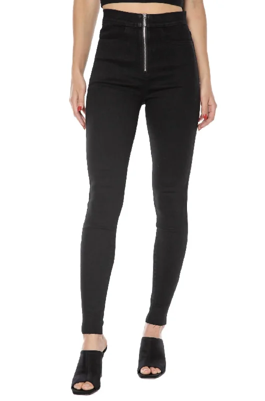 High Rise Skinny Jeans In Black