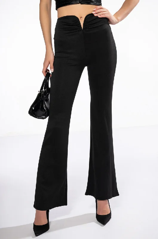 KNOW IT ALL WAIST DETAILED FLARE PANTS