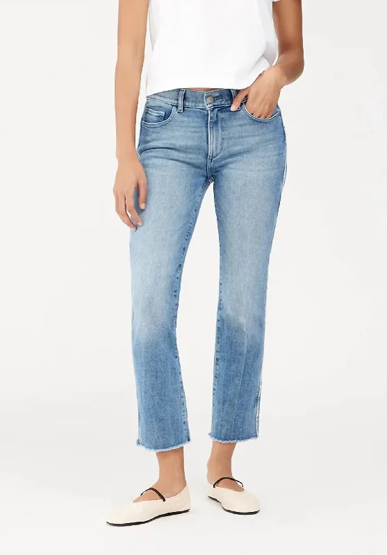 Mara Straight Mid Rise Instasculpt Ankle Jean In Dark Riviera Frayed