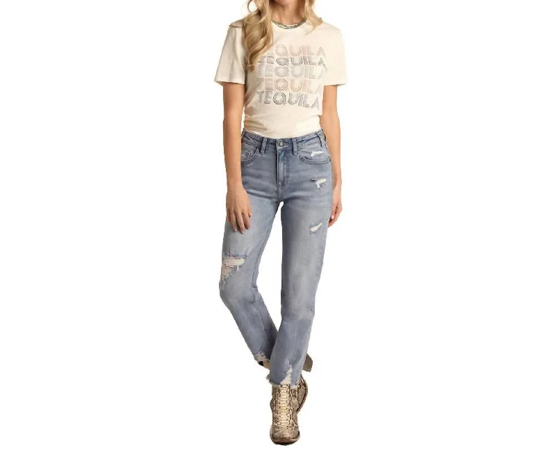 Women's High Rise Cropped Jeans In Light Wash