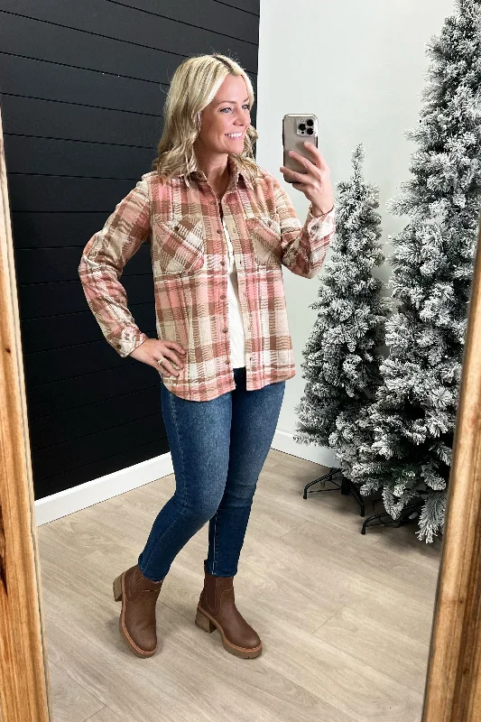 Dusty Pink Allie Plaid Knit Top