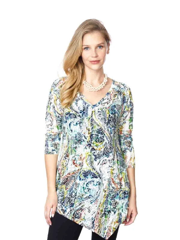 Tianello "HAPPA" Print Knit Burnout "Toni" Tunic