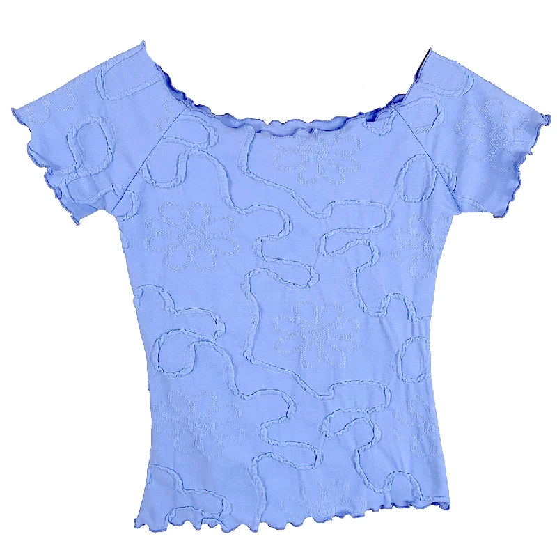 Cornflower Conduit Jacquard Knit Textured Ballet Top