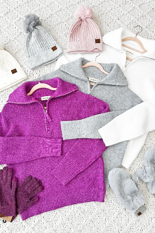 Knit Half Zip Pullover Sweater - 3 colors!