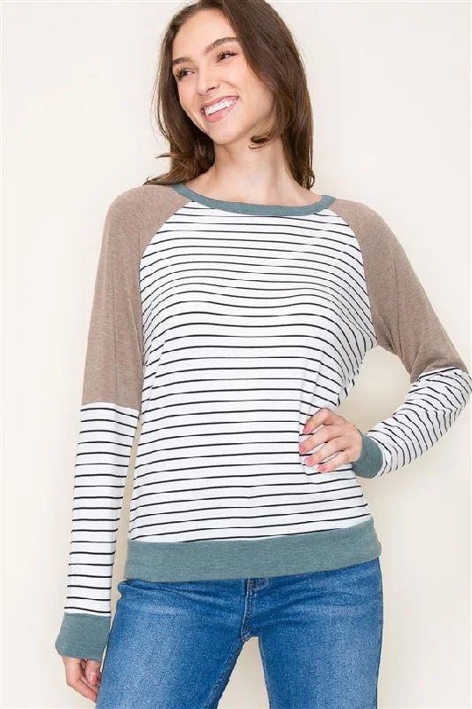 Mocha Soft Knit Colorblock Top