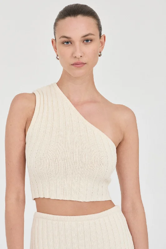 Rowan One shoulder Cotton Knit Top