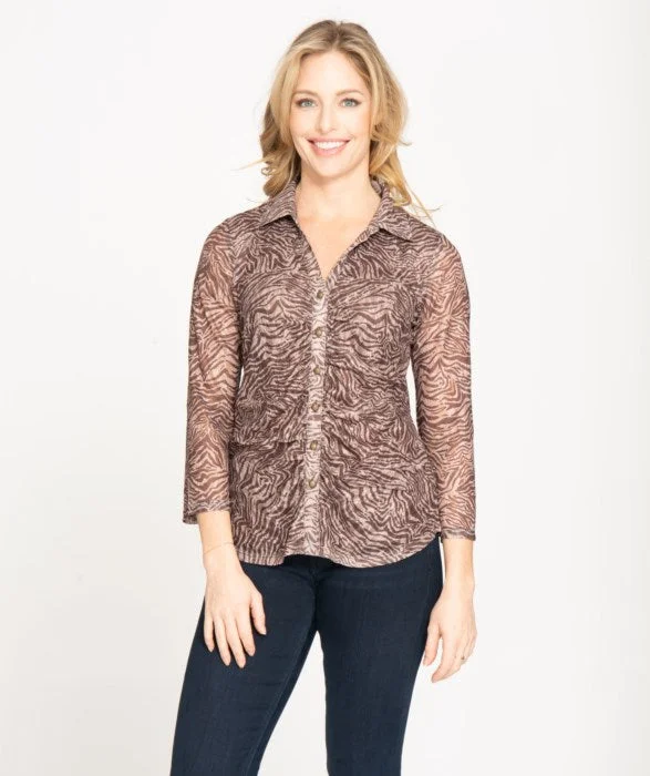 Spense Printed Lace Mesh Shirt - CSTP04260M