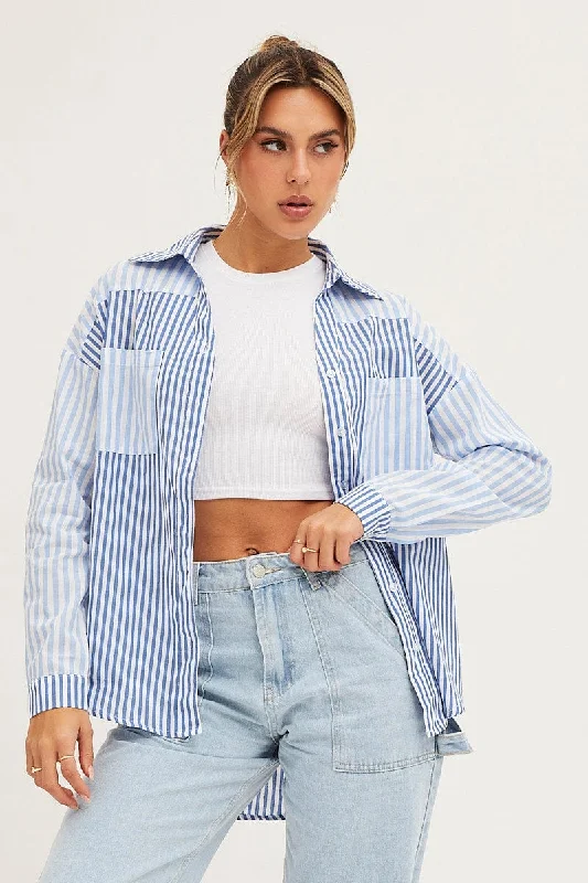 Stripe Long Sleeve Stripe Button Up Shirt