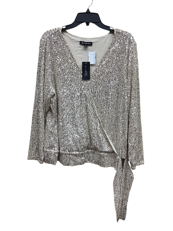 Top Long Sleeve By Inc In Silver & Tan, Size: 2x