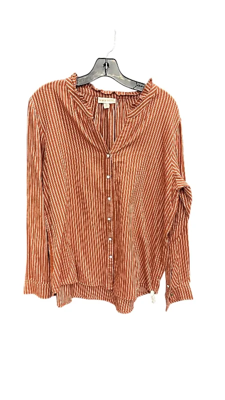 Top Long Sleeve By Knox Rose In Brown, Size: L