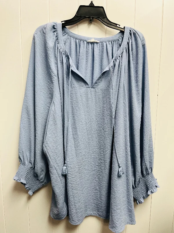 Top Long Sleeve By West Bound In Blue, Size: 3x