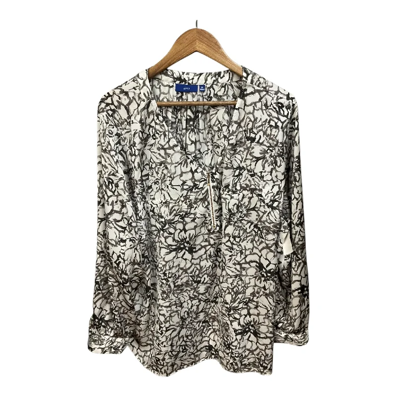 Top Long Sleeve By Apt 9 In Black & White, Size: 3x