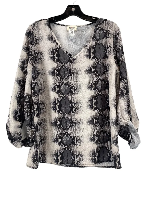 Top 3/4 Sleeve By Bibi In Snakeskin Print, Size: S