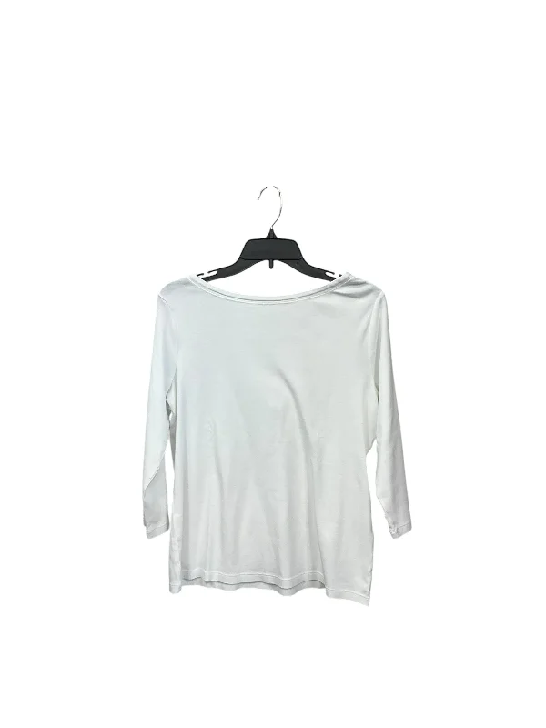 Top 3/4 Sleeve By Chicos In White, Size: M