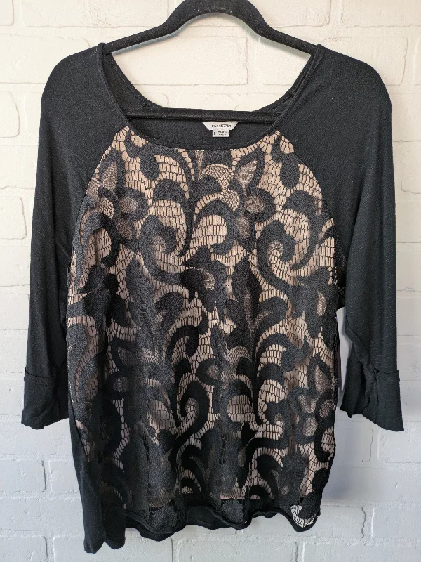 Top 3/4 Sleeve By Clothes Mentor In Black, Size: L