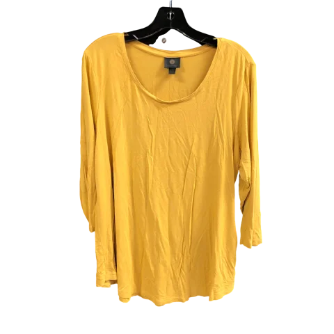 Top 3/4 Sleeve By Jm Collections In Yellow, Size: 1x