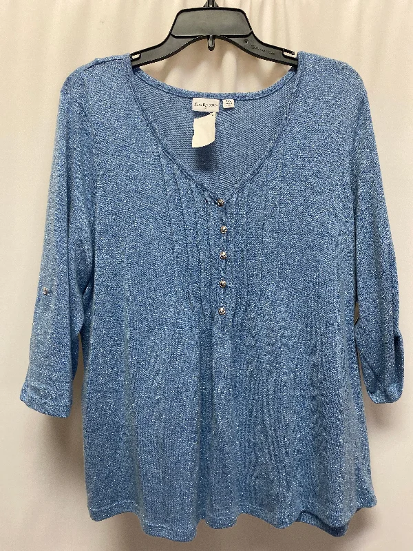 Top 3/4 Sleeve By Kim Rogers In Blue, Size: Petite   Xl