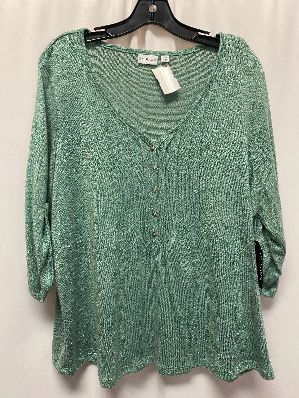 Top 3/4 Sleeve By Kim Rogers In Green, Size: Petite   Xl