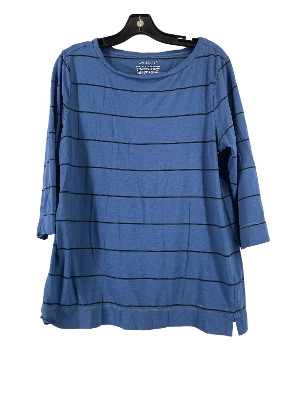 Top 3/4 Sleeve By West Bound In Blue, Size: M